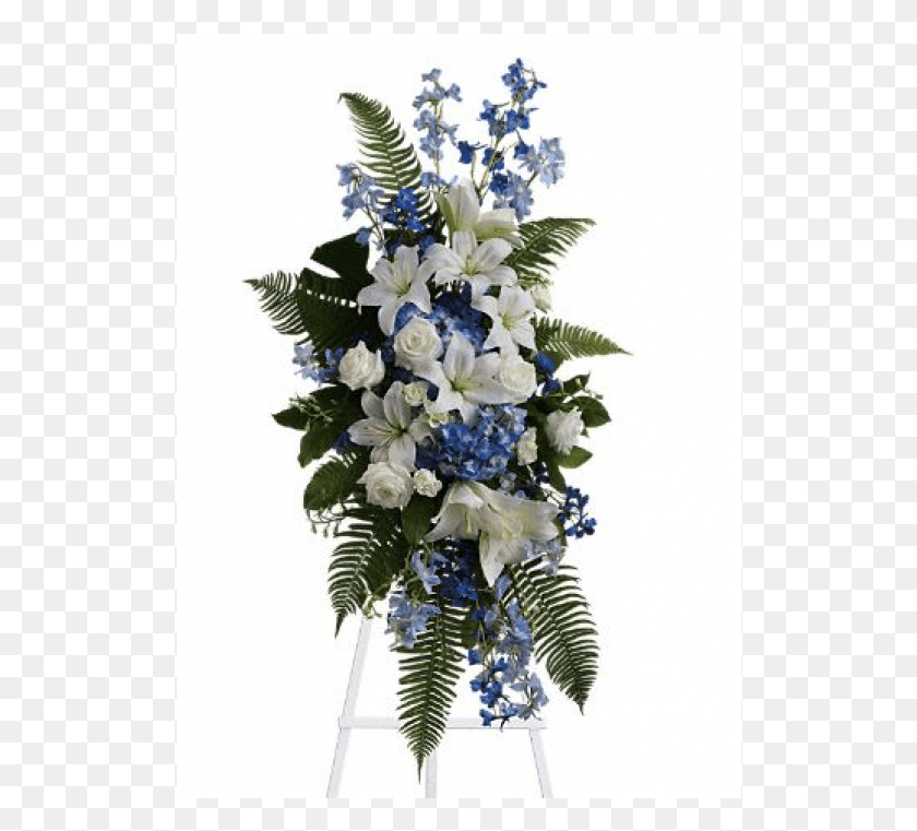 518x701 Accents Of Blue Standing Spray To Philippines Blue And White Funeral Spray, Plant, Flower Arrangement, Flower HD PNG Download