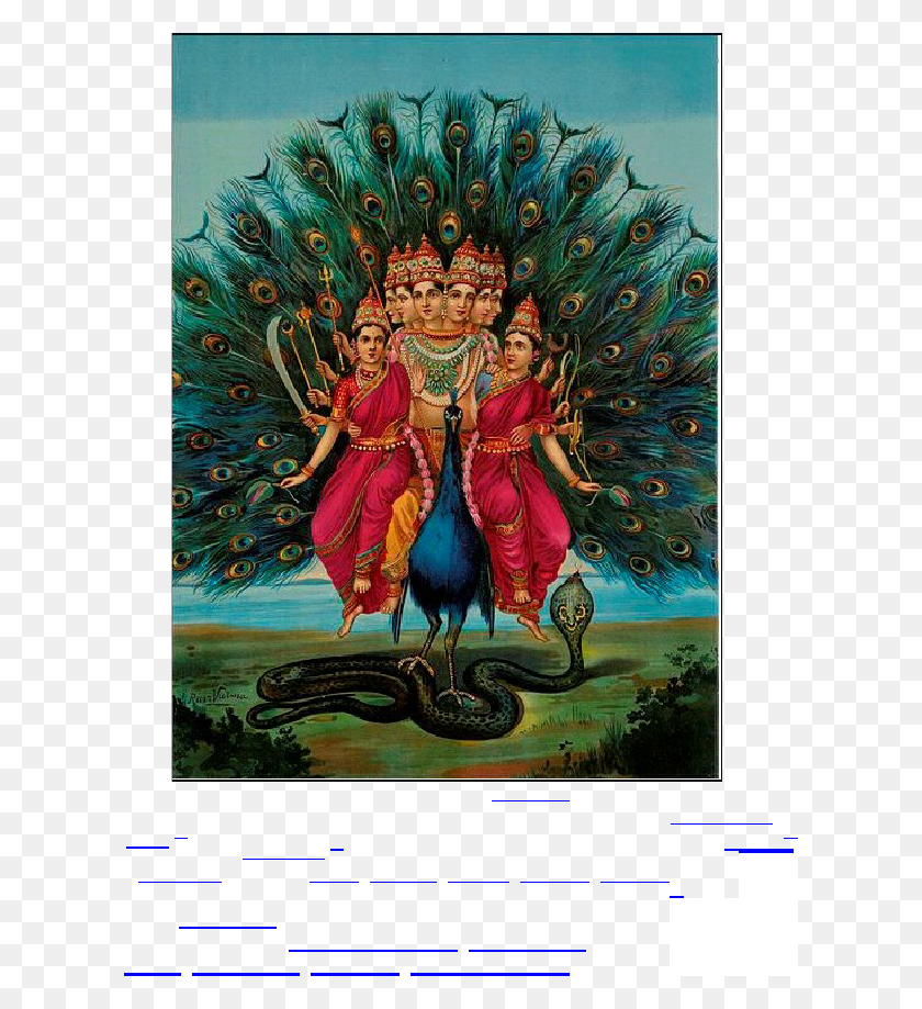 614x859 According To 39aumaram Lord Kanda Is The Supreme God Raja Ravi Varma Murugan Print, Person, Human, Bird HD PNG Download