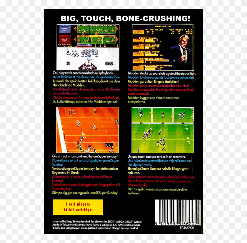 542x769 Descargar Accueil Sega Mega Drive John Madden Cartel, Anuncio, Folleto, Papel, Hd Png