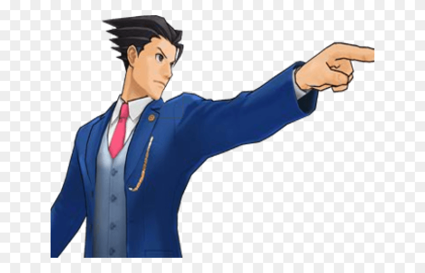 640x480 Ace Attorney Clipart Objection Phoenix Wright Point Gif, Clothing, Apparel, Person HD PNG Download