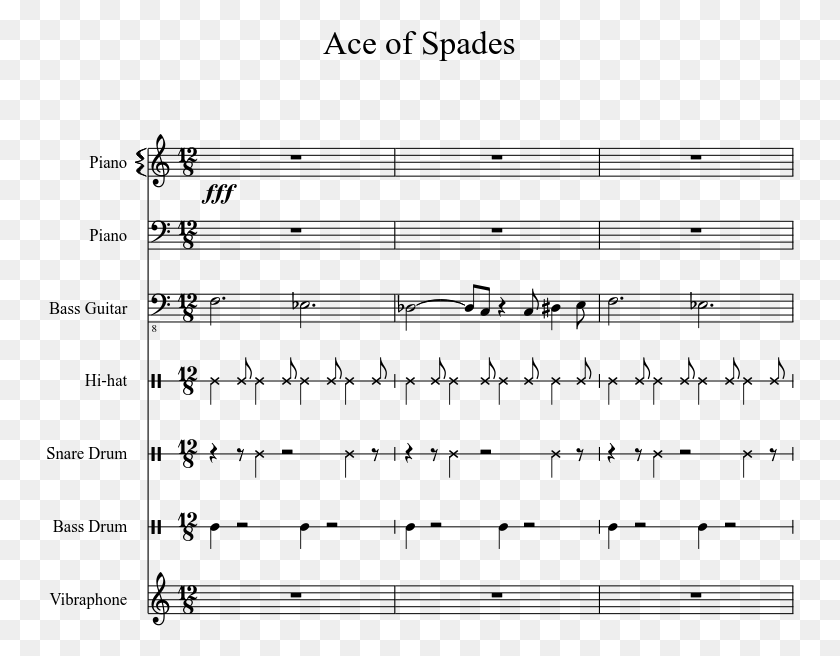 748x596 Ace Of Spades Sheet Music 1 Of 15 Pages Sheet Music, Gray, World Of Warcraft HD PNG Download