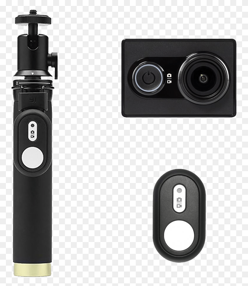 763x909 Action Camera Kit With Selfie Stick And Bluetooth Remote Yi Action Camera Selfie Stick Set, Electronics, Electrical Device, Webcam HD PNG Download