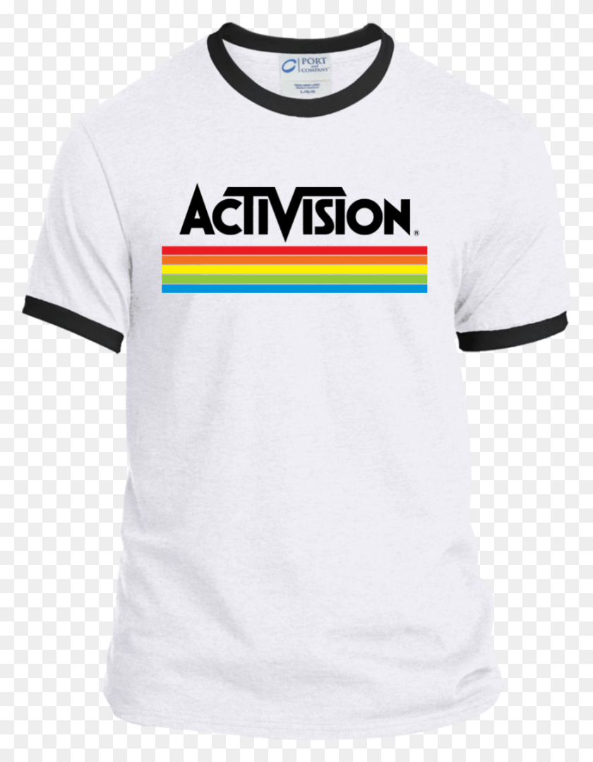 869x1136 Descargar Png Activision Retro Logo Videojuego Atari 2600 Ringer, Ropa, Camiseta, Hd Png