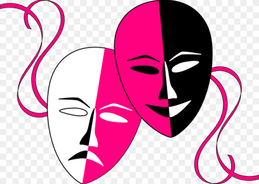 860x613 Actor Drama Faces Happy Sad Drama Mask, Adult, Female, Person, Woman Clipart PNG