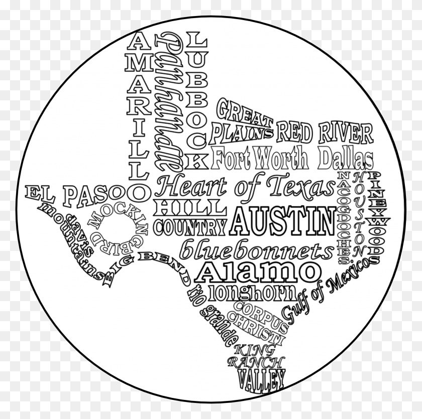 2407x2393 Add Graphic Art To Your Study Of Texas With This Free Circle, Label, Text, Word HD PNG Download