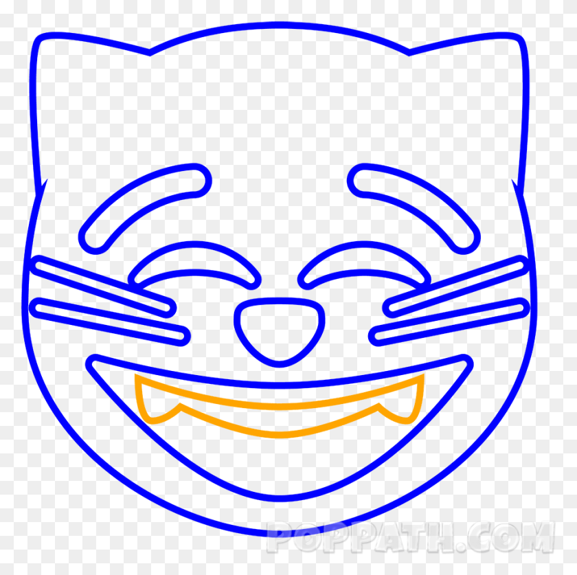 908x905 Add Teeth Inside Of The Grinning Mouth As Shown In Smiling Cat Black And White Emoji, Light, Neon, Label HD PNG Download