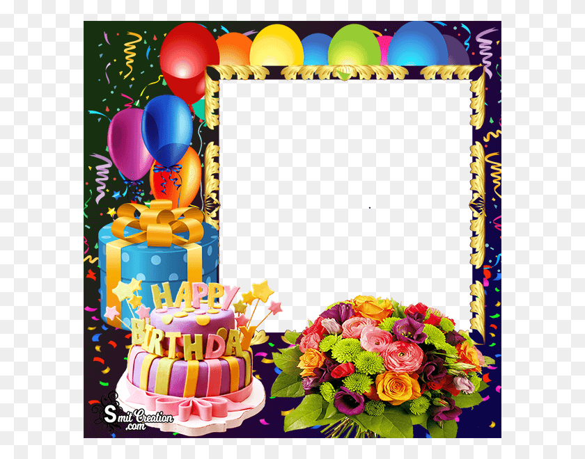 600x600 Add This Frame To Your Photo Bouquet, Cake, Dessert, Food HD PNG Download