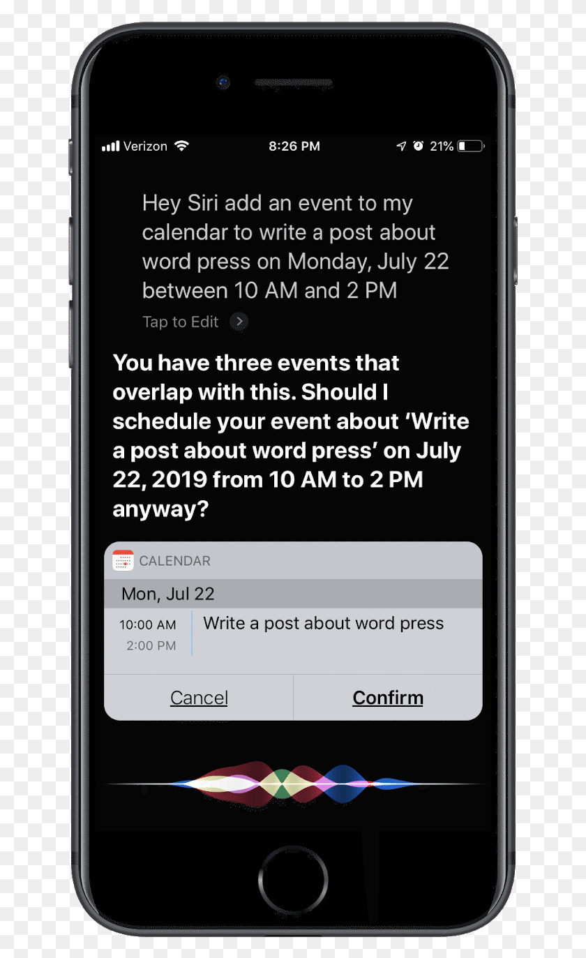 645x1313 Adding A Google Calendar Event With Siri Iphone, Mobile Phone, Phone, Electronics HD PNG Download