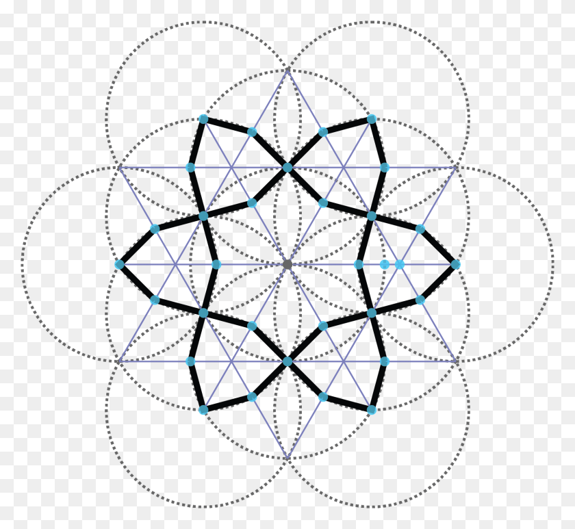 1640x1501 Adding Six More Circles Around The Perimeter Creates Compass Hexagon, Ornament, Pattern, Diamond HD PNG Download