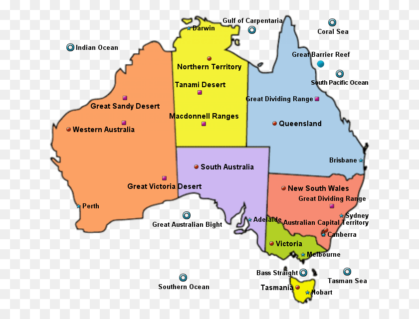640x580 Дополнительные Карты Для Региона Австралия С Государствами, Карта, Диаграмма, Растительность Hd Png Скачать