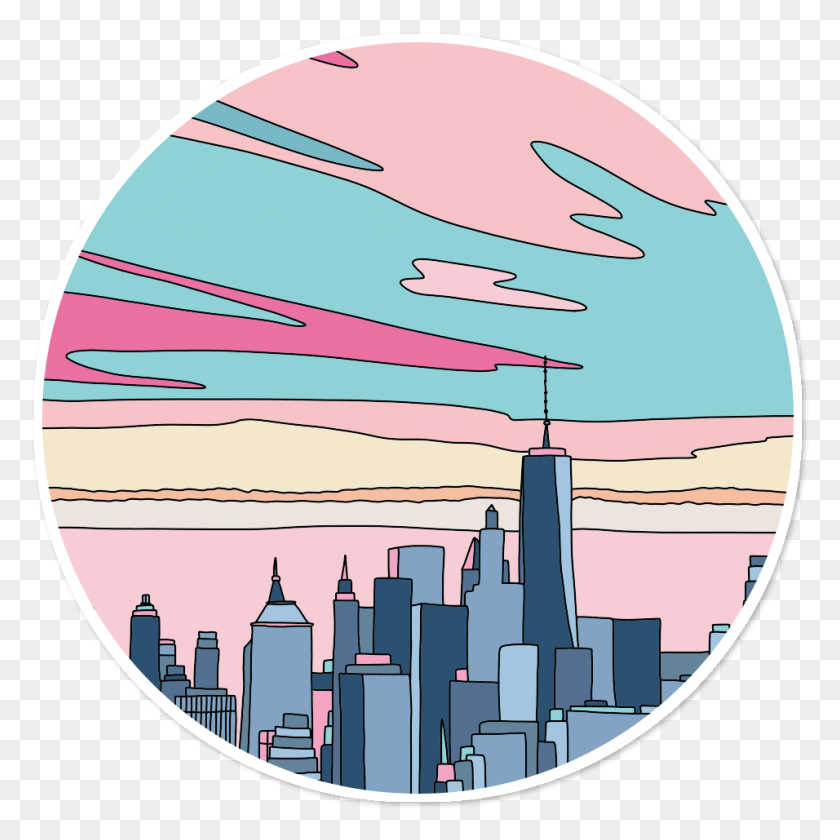 956x956 Adesivo City Sunset By Elebea De Sasa Elebea Sunset Sticker, Sphere, Outer Space, Astronomy HD PNG Download