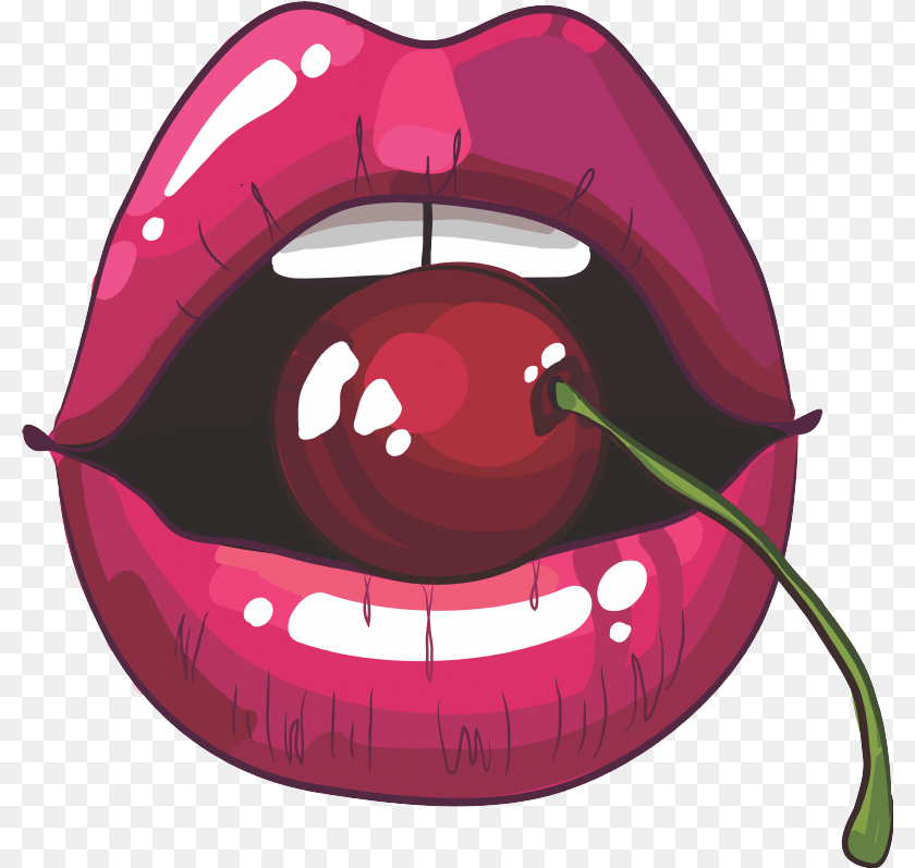 800x797 Adesivo Decorativo Boca Cereja Rolling Stones Mouth With Cherry, Produce, Plant, Food, Fruit Transparent PNG