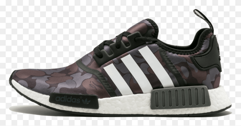 791x387 Adidas Nmd R1 Bape Casual Shoes Adidas Nmd R1 Camo, Clothing, Apparel, Shoe HD PNG Download