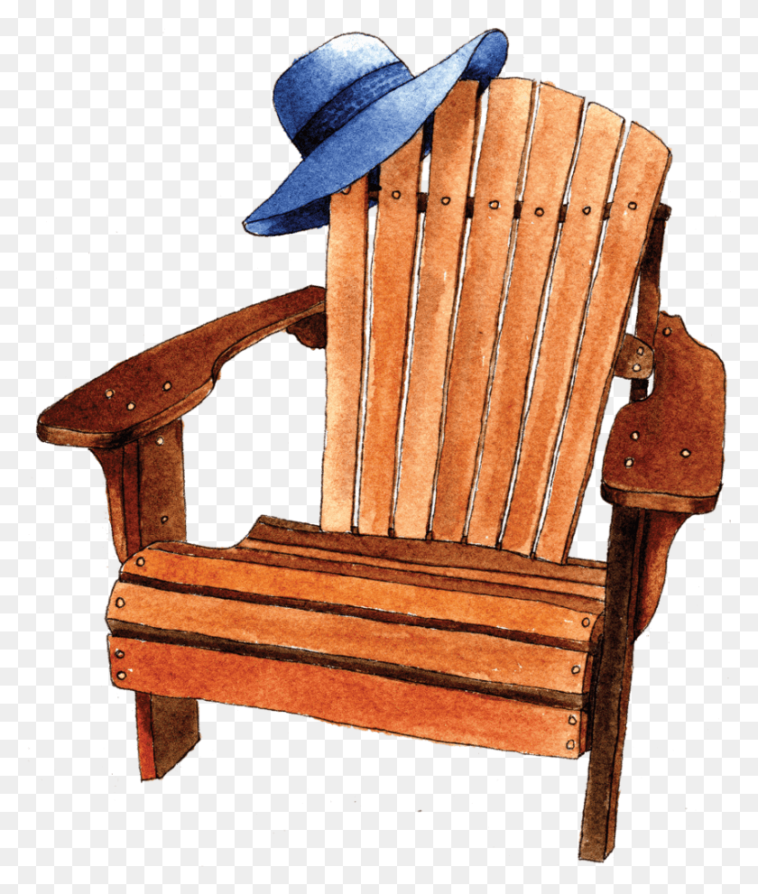 847x1012 Adirondack Chair With Hat Bench, Furniture, Armchair, Clothing HD PNG Download