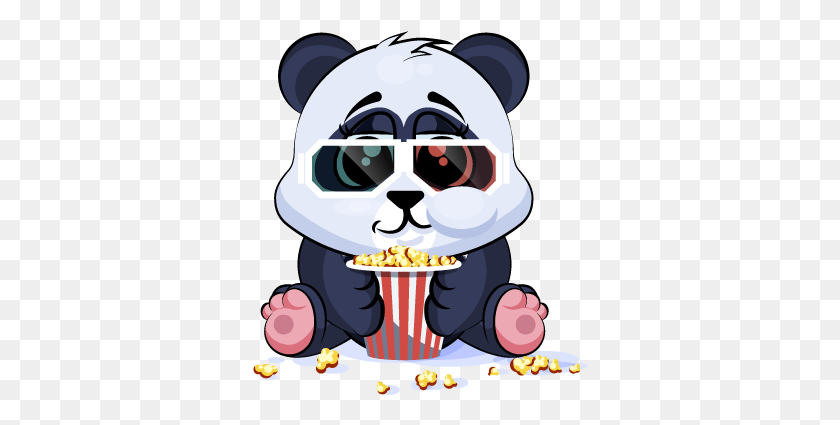 336x365 Adorable Panda Emoji Stickers Messages Sticker 11 Panda Watching Movie, Helmet, Clothing, Apparel HD PNG Download