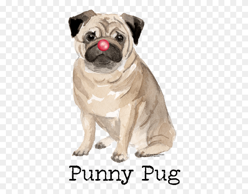 382x596 Adorable Pug With Red Nose Soft Short Sleeve Tee Pug, Animal, Mammal, Pet HD PNG Download