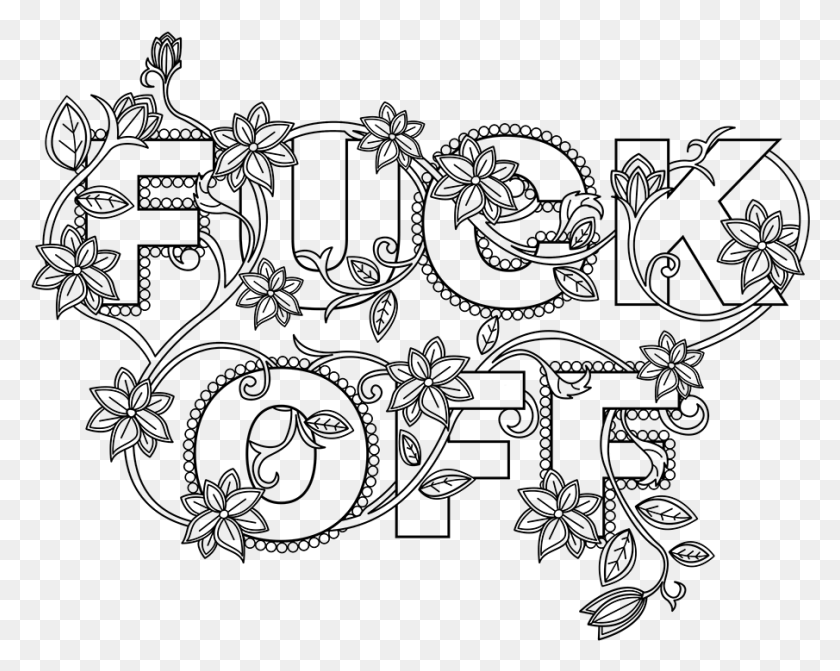 905x709 Adult Coloringges Words Book Swear On Behance Nude Adult Colouring Swears Transparent, Outer Space, Astronomy, Universe HD PNG Download