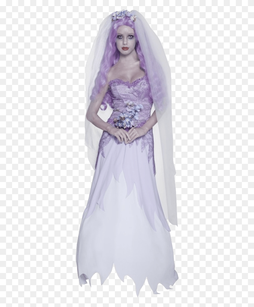 342x952 Adult Ghost Bride Halloween Costume Married Gothic, Clothing, Apparel, Robe HD PNG Download