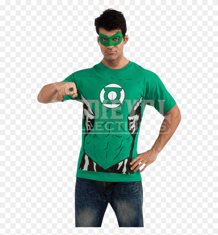 558x845 Adult Green Lantern T Shirt With Eye Mask And Ring Easy Marvel Halloween Costumes, Clothing, Apparel, Sleeve HD PNG Download