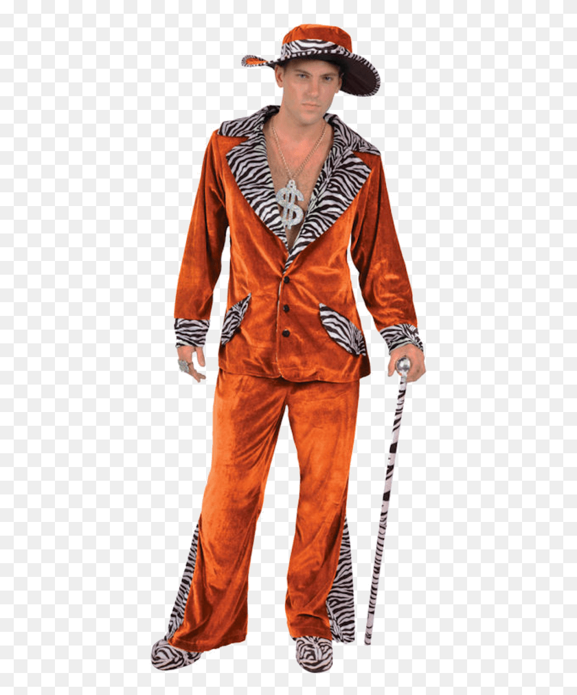 405x952 Adult Orange Pimp Costume Amp Hat Orange Pimp Suit, Clothing, Apparel, Person HD PNG Download