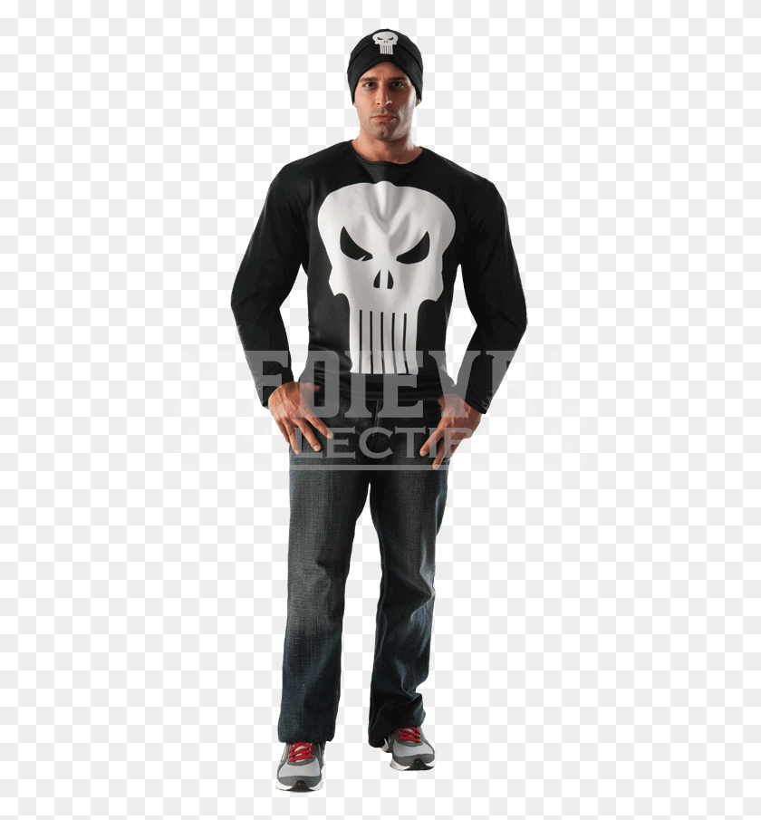 462x845 Adult Punisher Long Sleeve Costume Top And Hat Set Punisher Costume, Clothing, Apparel, Person HD PNG Download