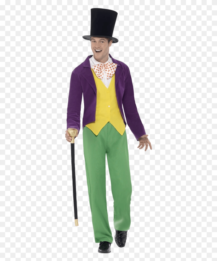 338x952 Adult Roald Dahl Willy Wonka Costume Willy Wonka Outfit, Clothing, Apparel, Person HD PNG Download