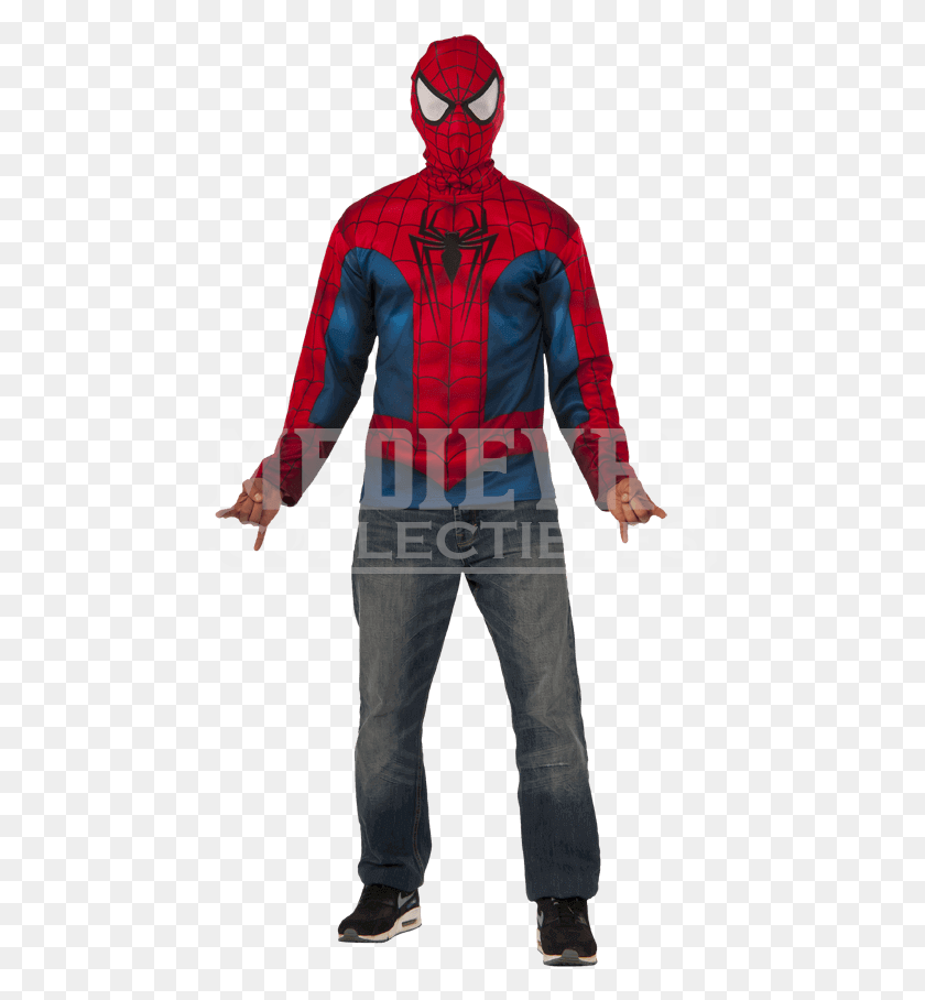 462x848 Adult Spider Man Long Sleeve Costume Set Mscara Completa Spiderman, Clothing, Apparel, Person HD PNG Download