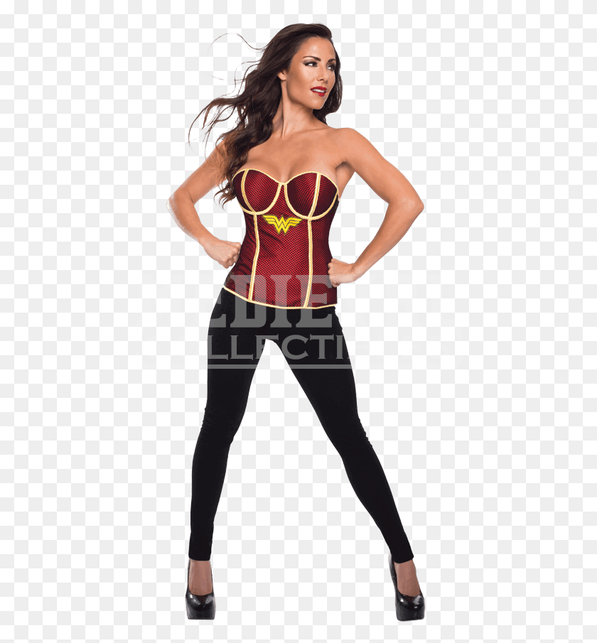 462x845 Adult Wonder Woman Fishnet Overlay Corset Corset De Wonder Woman, Clothing, Apparel, Sunglasses Descargar Hd Png