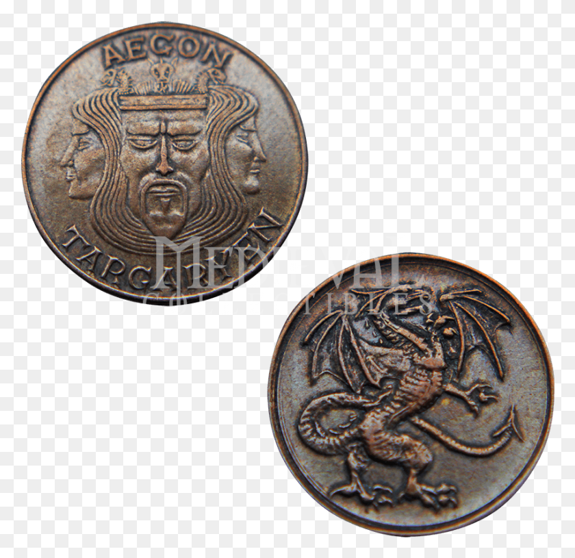 851x824 Aegon I Targaryen Copper Penny Game Of Thrones Copper Penny, Coin, Money, Emblem HD PNG Download
