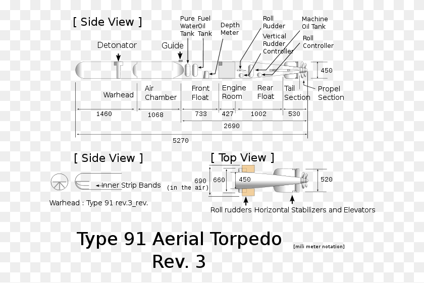 646x501 Aerial Torpedo Rev3 Structural Drawing Torpedo, Airplane, Aircraft, Vehicle HD PNG Download