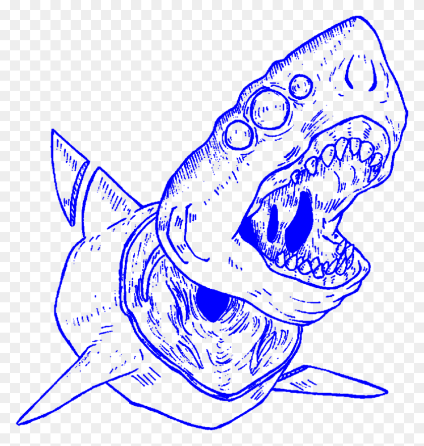 873x924 Aesthetic Art Lineart Outline Shark Sharks Decapitated Great White Shark, Clothing, Apparel, Guitar HD PNG Download