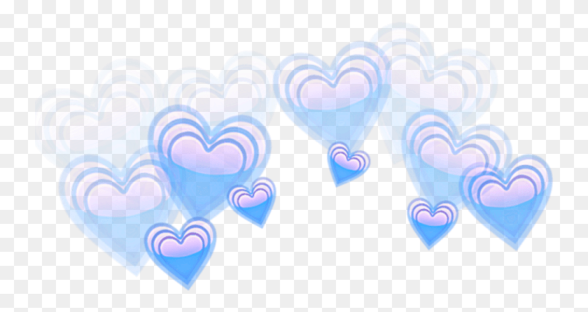 742x386 Aesthetic Crown Heart Heartcrown Blue Heart Emoji Transparent, Light, Sea Life, Animal HD PNG Download