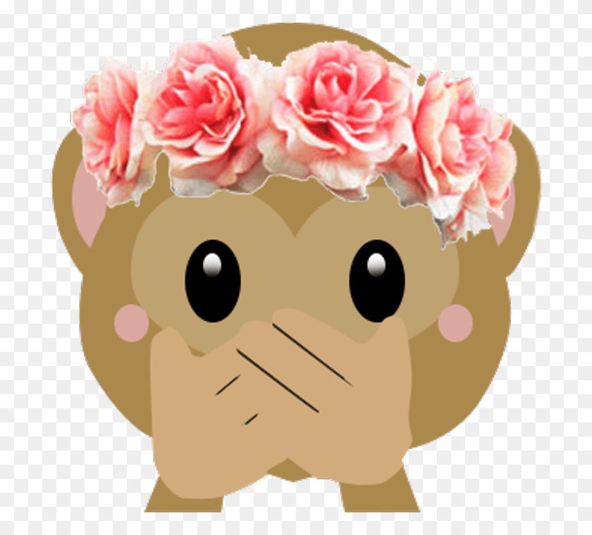 700x700 Aesthetic Monkey Emoji Emojiedit Flower Flowercrown Cute Monkey Emoji, Cookie, Food, Biscuit HD PNG Download