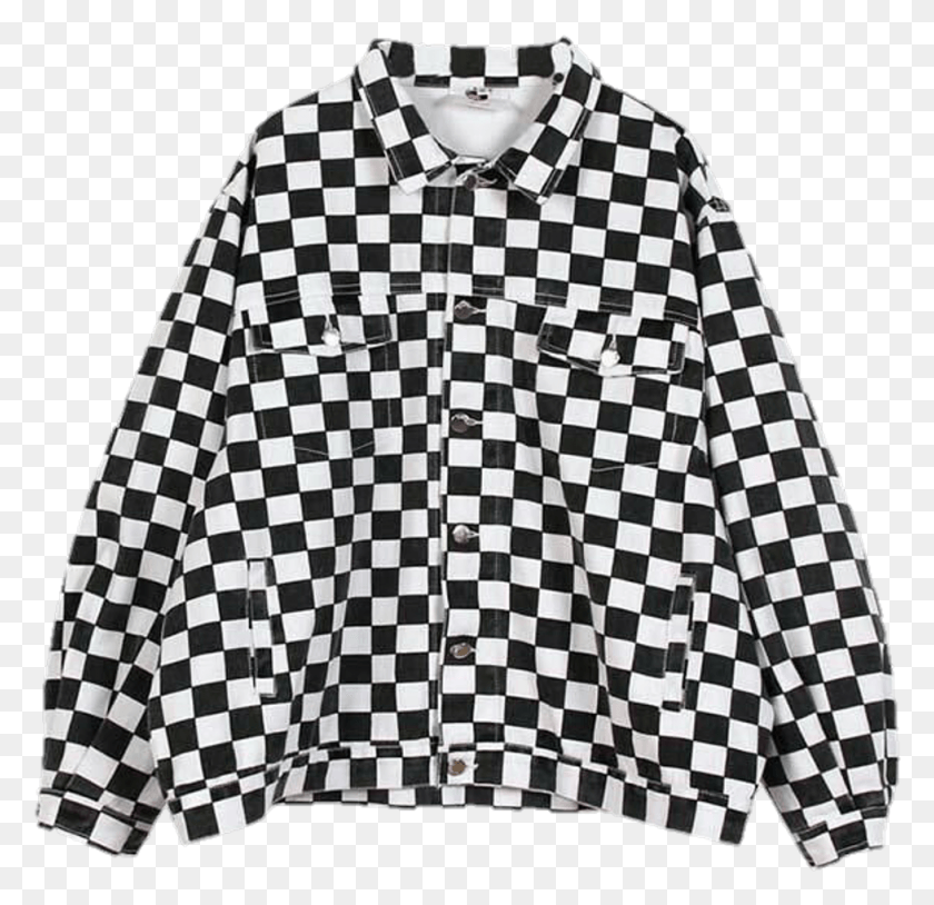 977x945 Aesthetic Polyvore Jacket Checkerboard Black, Clothing, Apparel, Shirt HD PNG Download