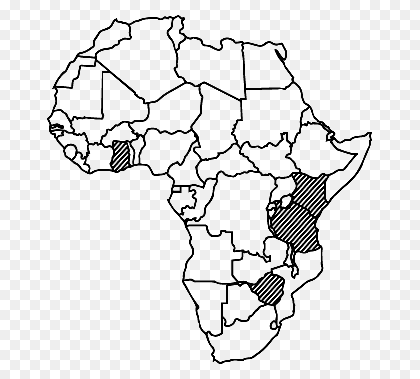 653x699 Africa Black Outline Blank African Map, Gray, World Of Warcraft HD PNG Download