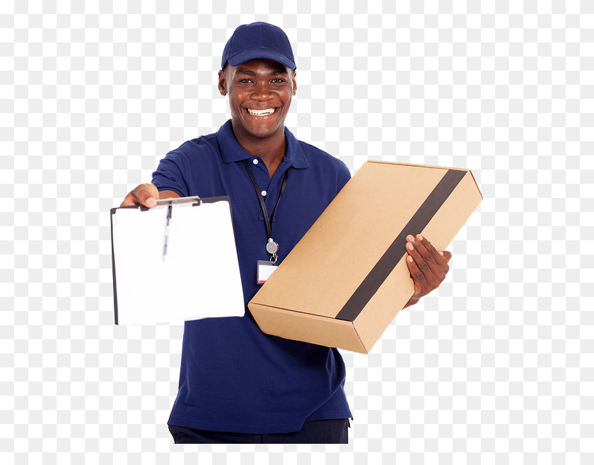 529x598 African American Delivery Man Courier Service African American, Package Delivery, Person, Carton HD PNG Download