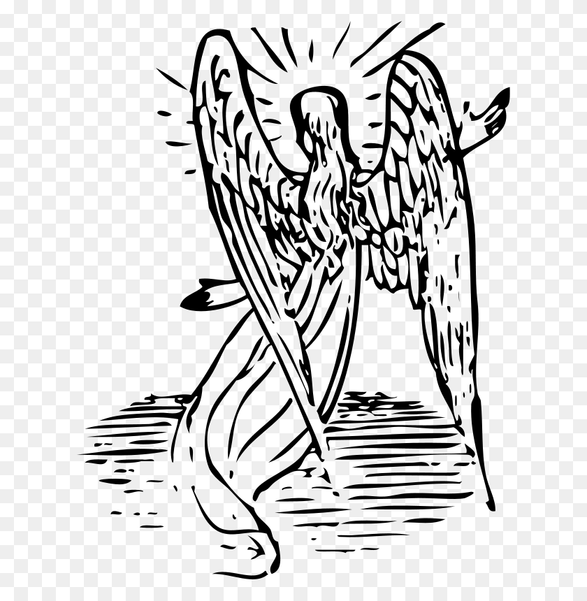 620x800 Afterlife Clip Art Angel From Behind Drawing, Gray, World Of Warcraft HD PNG Download