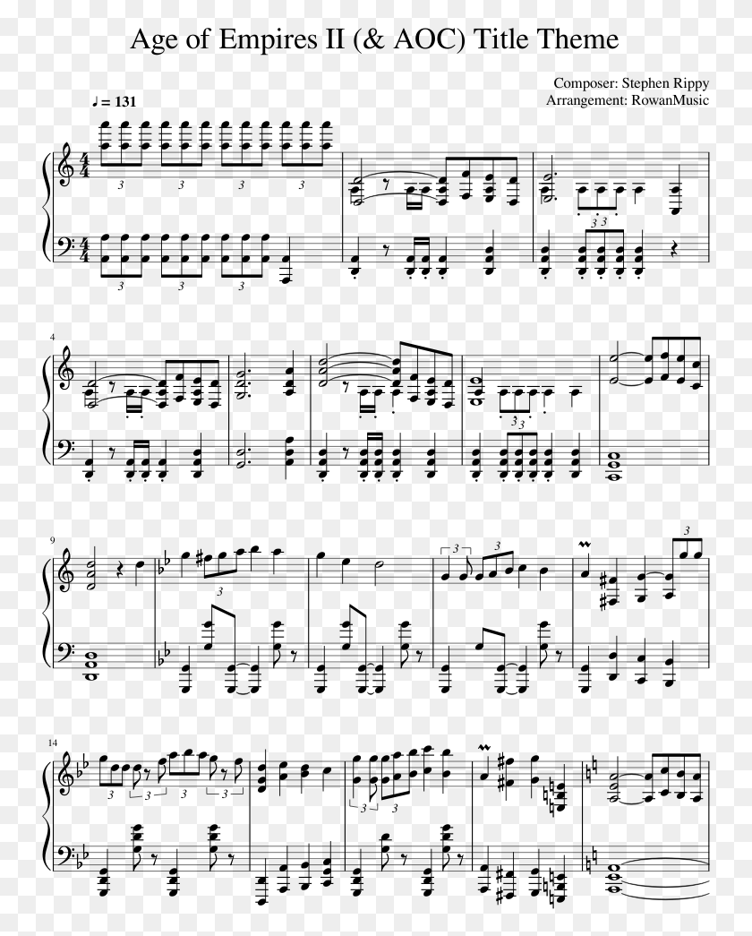 747x985 Age Of Empires Ii Title Theme Sheet Music Composed Trumpet Jazz Duets, Gray, World Of Warcraft HD PNG Download