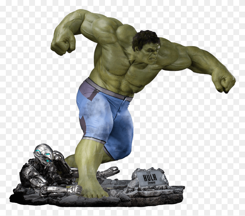 1345x1176 Age Of Ultron Hulk Statue, Person, Human, Figurine HD PNG Download