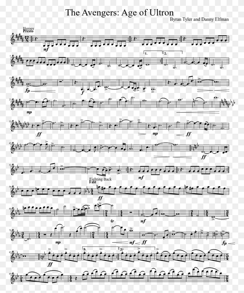806x980 Age Of Ultron Sheet Music Composed By Byran Tyler And Partitura Man, Gray, World Of Warcraft HD PNG Download