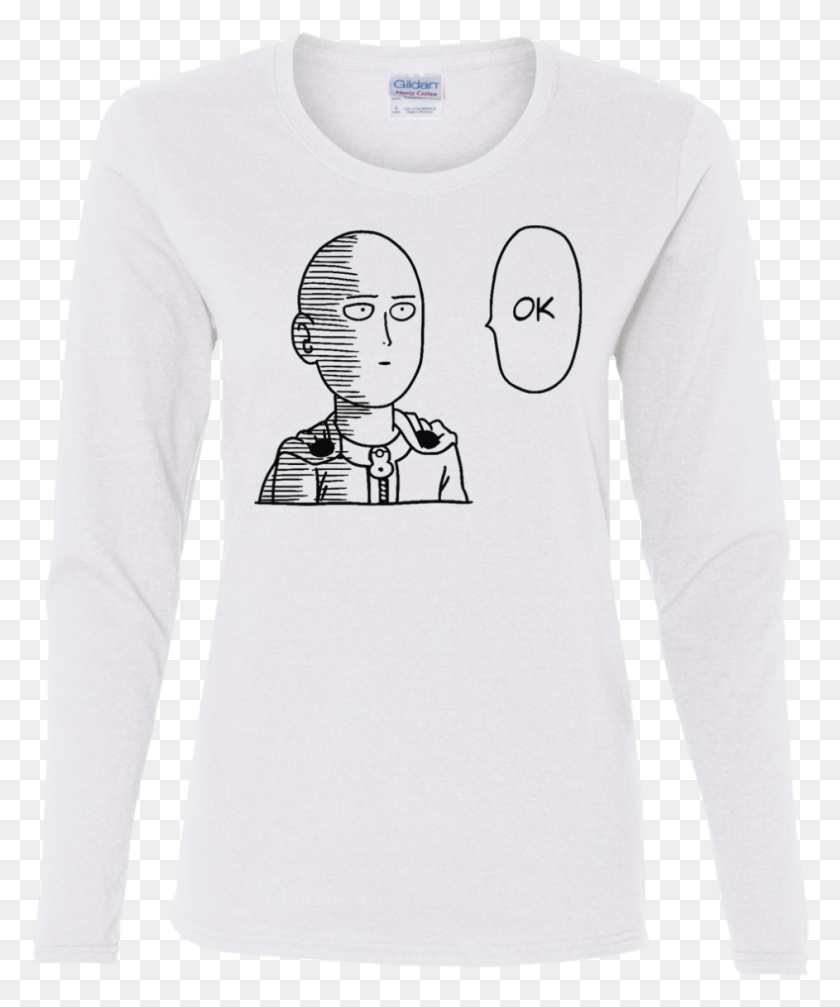 943x1145 Agr One Punch Man Opm Saitama Ok Ladies Cotton Ls T Long Sleeved T Shirt, Sleeve, Clothing, Apparel HD PNG Download
