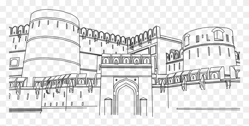 1401x656 Agra Fort Line Drawing, Outer Space, Astronomy, Space HD PNG Download