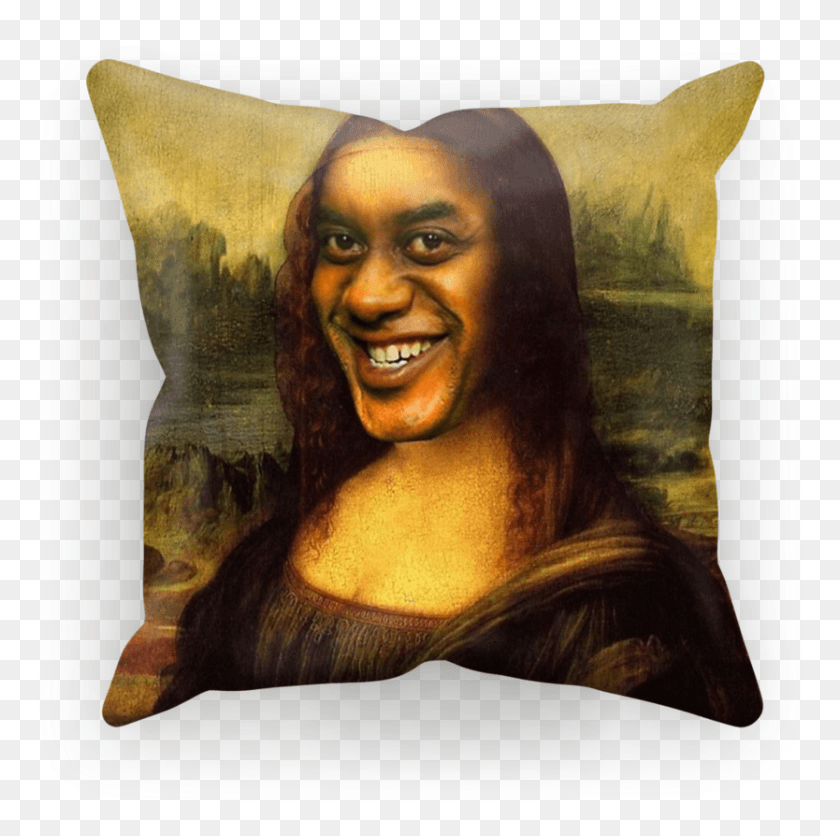 834x830 Ainsley Harriott As The Mona Lisa Sublimation Cushion Mona Lisa Ainsley, Pillow HD PNG Download