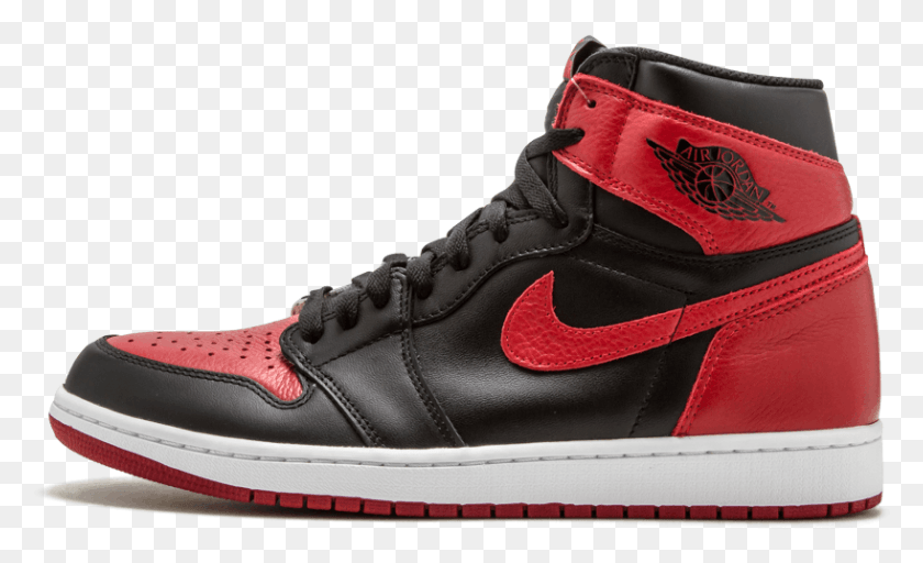 818x475 Descargar Png Air Jordan 1 Retro High Og Banned Nike Chicago Bulls Zapatos, Calzado, Ropa Hd Png