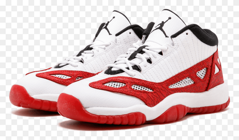 791x440 Air Jordan 11 Retro Low Ie Bg Black Red White Low Jordan 11 Colorway, Shoe, Footwear, Clothing HD PNG Download