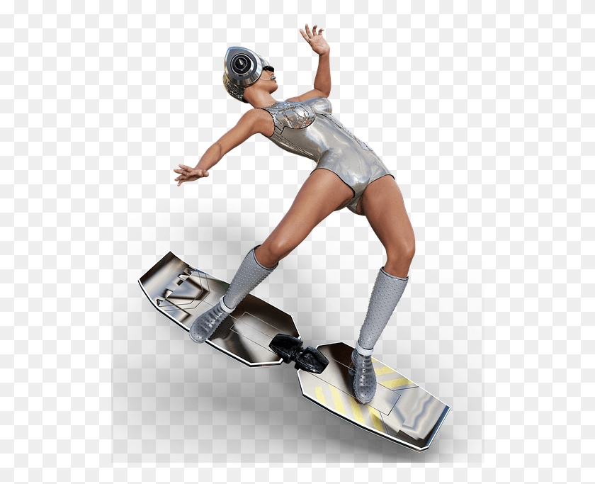 528x623 Airboard Bodysuit Woman Helm Skateboard Sci Fi Sci Fi Skateboard, Person, Human, Clothing HD PNG Download