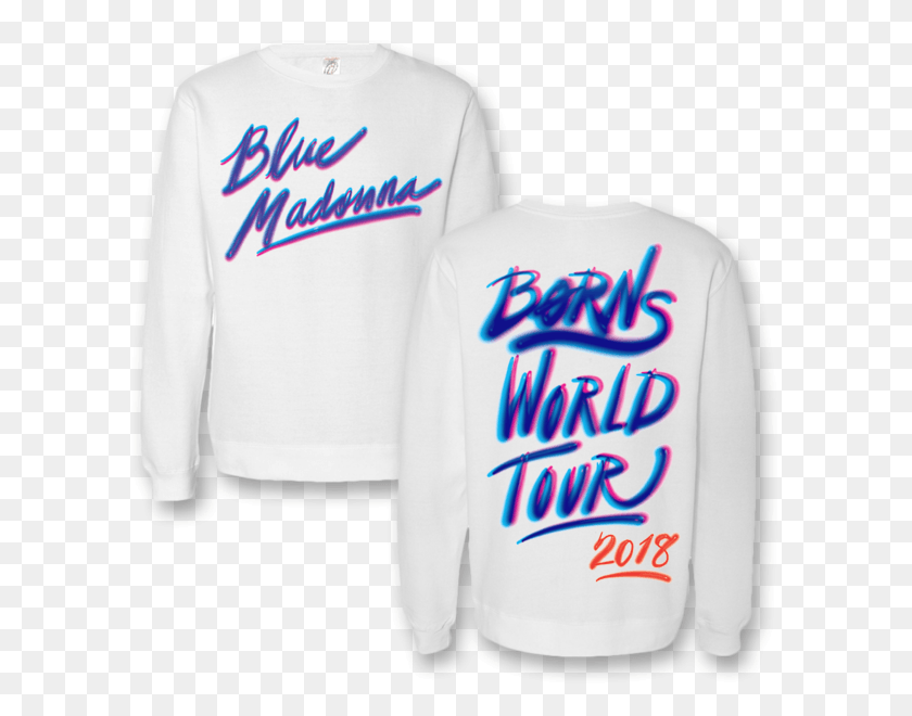 600x600 Airbrush Crew Neck Sweatshirt Borns Blue Madonna Shirt, Clothing, Apparel, Long Sleeve HD PNG Download
