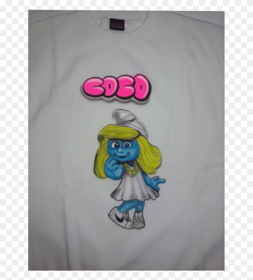 655x868 Airbrushed Smurfette Design Tshirt Or Hoodie Youth Cartoon, Clothing, Apparel, Sleeve HD PNG Download