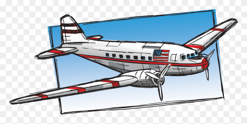 1519x710 Airplane Clip Art Douglas Dc, Aircraft, Vehicle, Transportation HD PNG Download
