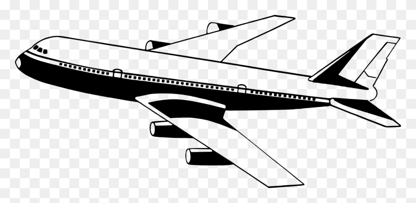 1670x750 Airplane Jet Aircraft Aviation Aeroplane Clipart Black And White, Gray, World Of Warcraft HD PNG Download